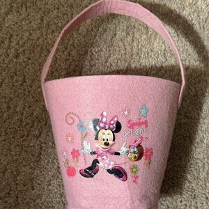 Disney Minnie Mouse Pink Felt Pail Basket - Perfect for Easter!